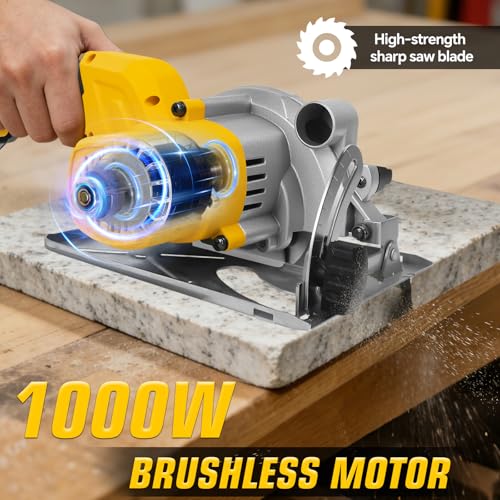 5" Cordless Circular Saw for Dewalt 20V Battery, 1000W Brushless Power Saw | 2 Blade, 0-45° Cutting Bevel, Cutting Depth 1.42″(36MM), Compact Circular Saws for Wood,PVC,Metal,Stone(No battery)