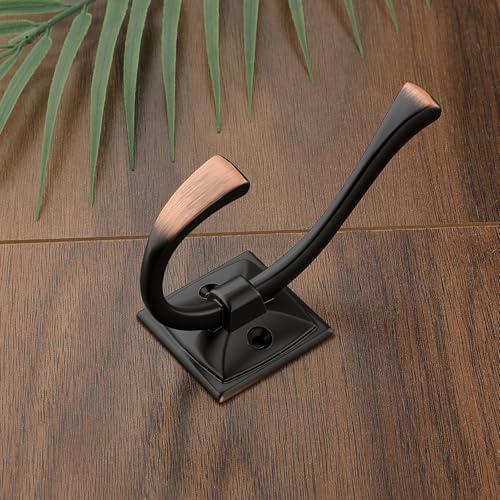 HARPOON 5 Pack Prong Hook, Heavy Duty Two Flared 4.3 inch Coat Hooks, Wall Mounted with 4 Screws, Utility Hooks Oil-Rubbed Bronze - color: Oil Rubbed Bronze