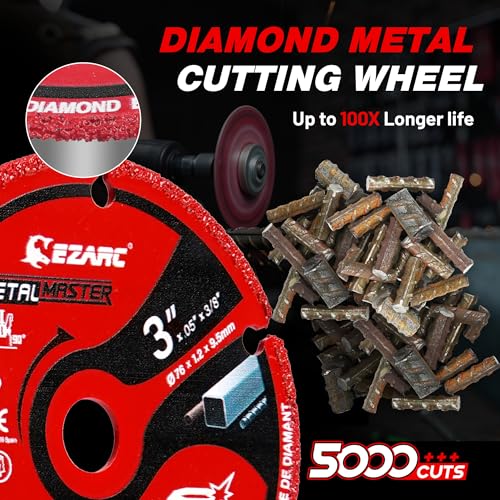 EZARC 3 Inch Cut Off Wheel Set for Metal, Wood, Tile, 3/8" Arbor, 3-Pack