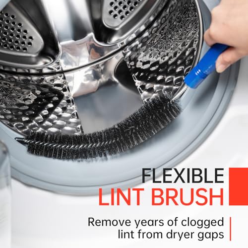 BLuesea Dryer Vent Cleaner Kit, 15-Piece Ultimate Dryer Cleaning Kit Include 50 Feet Dryer Vent Brush, Upgrade Noiseless Dryer Lint Vacuum Attachment, Lint Trap Brush, Vacuum & Dryer Adapters - color: Deluxe, size: 50 FT