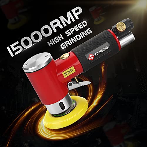 SI FANG 48Pcs 1'' 2'' 3'' Mini Air Sander Kit, High Speed Random Orbital DA Sander Polisher for Auto Body Work, Includes 1/2/3in Polishing Sponge & Wool Pads Sandpapers (Red Pneumatic Sander) - style: 1"2"3" Buffer&Sander Kit Red