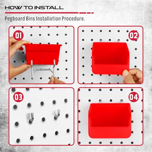Ultimate 121-Piece Pegboard Hooks Set, Pegboard Accessories with Metal Hooks, Durable Peg Board Organizer Accessories, Pegboard Bins, Peg Board Tool Utility Hooks - color: 121 pcs - Red