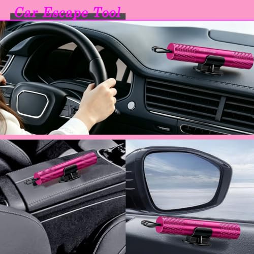 2 Pack PInk Safe Hammer,Emergency Window Breaker & Seatbelt Cutter,Car Window Breaker Tool,Glass Breaker and Seatbelt Cutter for Cars - color: Pink+pink