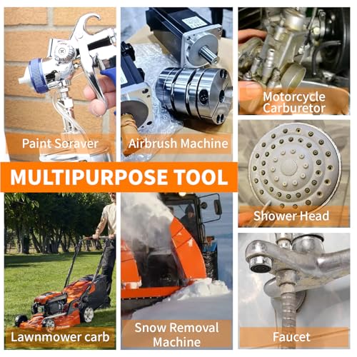 Carburetor Cleaning Kit-Includes 3 Double Head Brush 23 Needles 5 Nylon Brushes 1 Scraper 4 Cleaning Hooks Carburetor Cleaner Set for Motorcycle ATV Chainsaw Welder Spray Gun