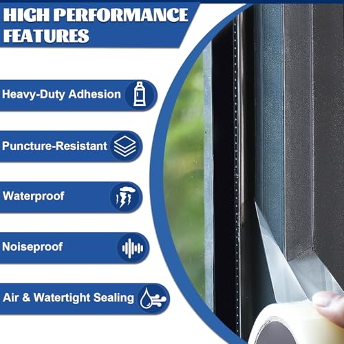 Transparent Weather Sealing Tape 3" x35 Yard, Window Insulation Tape Weather Stripping for Windows Doors Shower Glass – Indoor/Outdoor Insulation, No-Residue, Clear, Energy-Saving - size: 3 IN - 105 Ft Clear - 140U