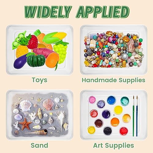10 Pcs Activity Plastic Art Trays,Stackable Craft Tray,Flat Storage Tray,Serving Organizer Tray for Kids,School,Home,Painting,Beads,DIY Projects,11 x 8.27 x 1.18 Inch(Clear) - color: Clear