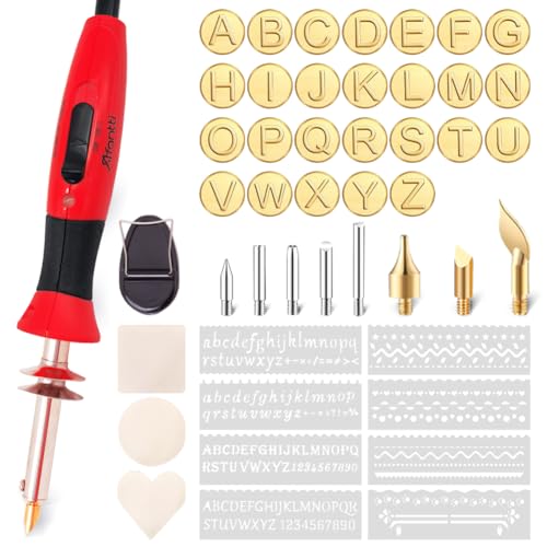 Wood Burning Pen Kit Leather Burner Tool | 26 Letter | 8 Stencil