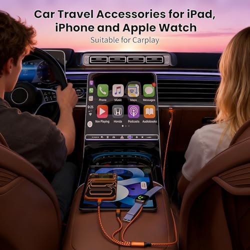 Multi Travel Charger Cord for iWatch, Travel Chargers for Multiple Devices - color: Sunset Orange, size: 2Pack5FT