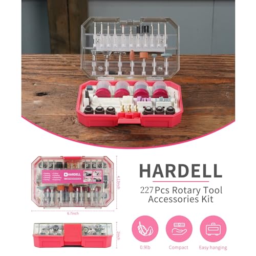 HARDELL Rotary Accessory Kit w/ 1/8" Shanks, Sanding & Carving Pink - color: Pink