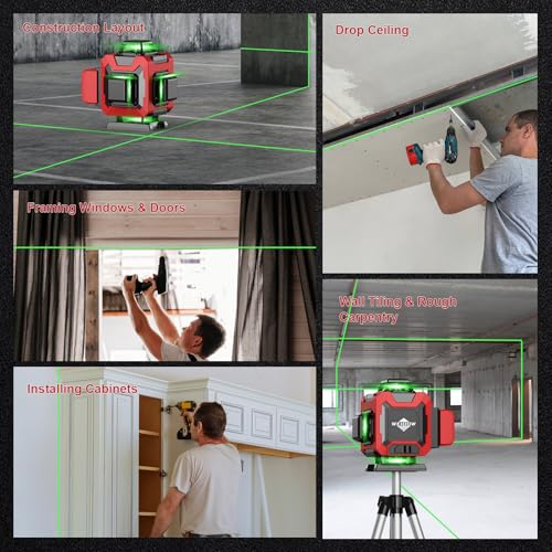 WEIDDW Laser Level 360° Green Cross Line Self Leveling Laser Measuring Tool - size: L