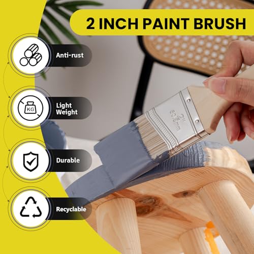 Mister Rui Angled Paint Brushes 3 Pieces Set, with Paint Brush Comb Cleaner - size: 3PCS, 2", 2.5", Paint Comb