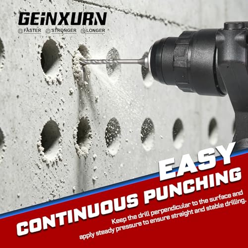 Geinxurn 5/32" x 4" SDS Plus Rotary Hammer Drill Bits, 15PCS Double Thread Masonry Drill Bits Set Carbide Tipped, Drilling in Brick, Stone and Concrete, Cement Walls - size: SDSBIT053204-015