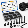 280PCS M5 Screws Kit, M5x8/10/12/16/20/25/30/35mm Hex Socket Head Cap Bolts Nuts & Washers Set, 12.9 Grade Alloy Steel, Black Oxide, M5 Screw for 3D Printer & Repairs - size: M5 280pcs