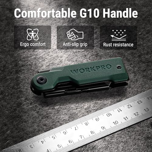 WORKPRO Folding Utility Knife, G10 Handle, Green - style: Green-G10 Handle(1 pack)