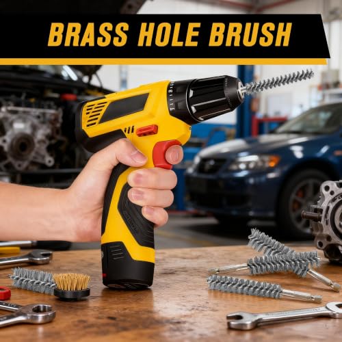16 Pcs Wire Brush Set for Drills, Stainless Steel and Brass Bore Cleaning Brushes with 1/4" Hex Shank, Compatible with Power Drills, Grinders, and Impact Drivers (8-25mm) - color: Silver