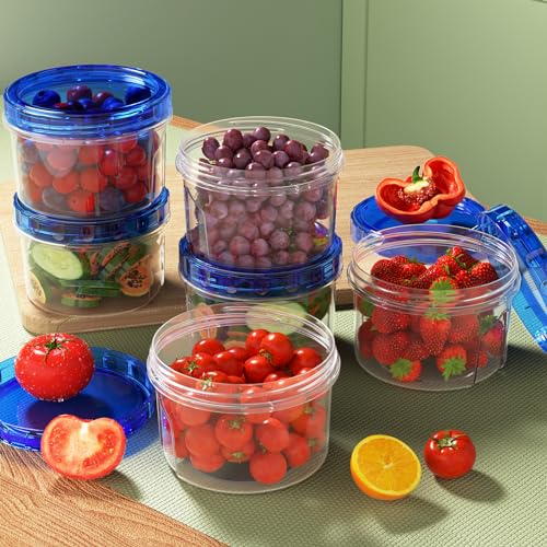 HOMETALL Freezer Storage Containers, [6 Pack-16 Oz] Airtight Plastic