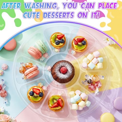 100 Pcs Large Clear Paint Tray Palette Disposable Watercolor Palette Acrylic Paint Pallet Color Mixing Tray for Painting Party Oil Watercolor Craft Supplies DIY (Round Petals) - style: Round Petals
