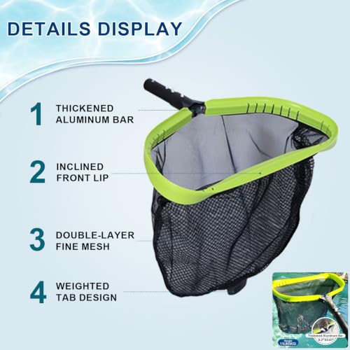 Sepetrel Deluxe Swimming Pool Cleaning Kit Including Professional Leaf Skimmer Net,Half-Depth Fine Mesh Net,17.5" Pool Brush Head & Hand Scrub Brush(NO Pole) - size: Deluxe Cleaning Kit
