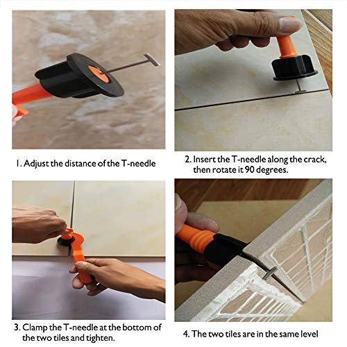 Tile Leveling System Kit Reusable 50pcs Tile Leveler Spacers with 2 Special Wrenches Plastic Flat Ceramic Tile Adjuster Floor Wall Building Tools - color: Non-replaceable Steel Needle