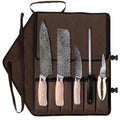 KOFERY Butcher Knife Set in Damascus Steel for Grill & Pit Masters - color: Natural-Wood