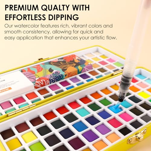 Grabie Set of 100 Color Watercolor Paint Set with Brush Pens - color: 100 Colors（New）