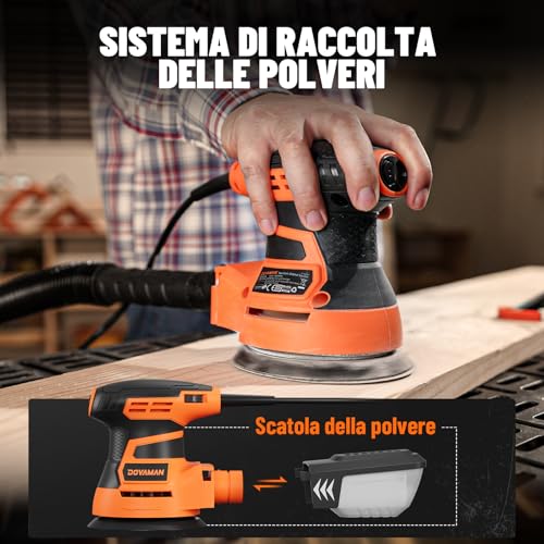 DOVAMAN Orbital Sander, Up to 13000 rpm, 3A Random Orbit Sander, - color: B-orange