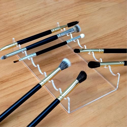 Pilipane 2PCS Makeup Brush Holder Clear Acrylic Horizontal Brush Drying Rack Organizer for Paint Brushes Vanity Table Accessory