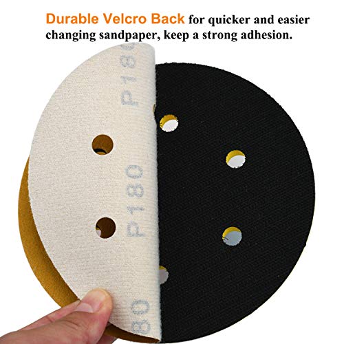 6-Inch 6-Hole Hook and Loop Gold Sanding Discs 180-Grit, 100-Pack - style: 180 Grit