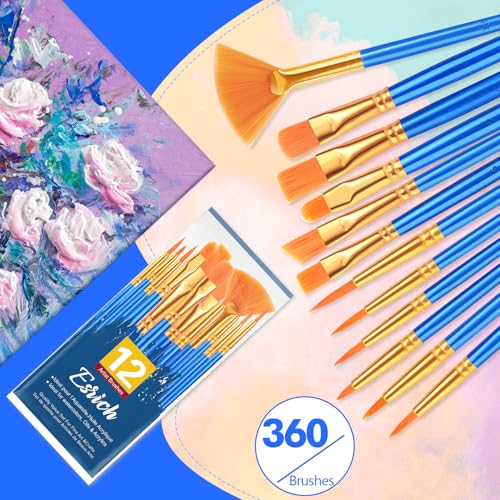 ESRICH Paint Brushes Set, 30Pack 360pcs Paint Brush for Acrylic Painting - size: 360p