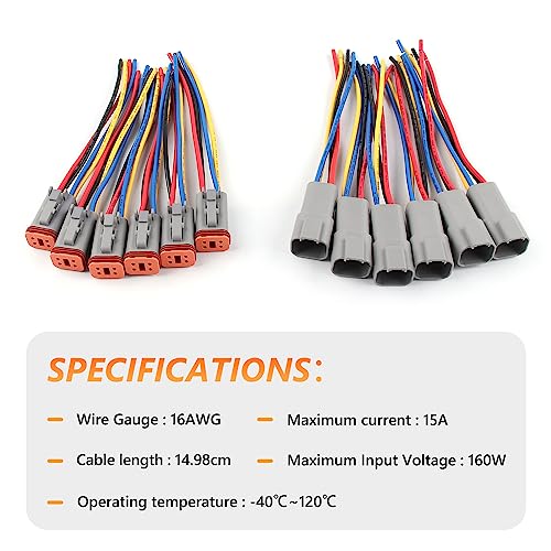 Newdeli Deutsch 4 Pin Connector Kit Waterproof Electrical Connector 16 AWG Male and Female Automotive Wire Connectors for Car Truck Boat, Dt Connector 6 Sets - size: DT Connector 6 Sets 4 Pin