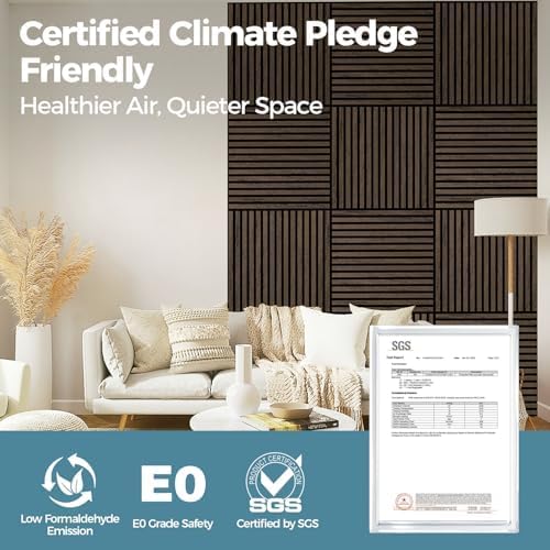 AKUMAX 4-Pack Wood Slat Acoustic Wall Panels, 23.6 x 23.6 in 3D Sound-Absorbing Panels for Walls & Ceilings, Fire-Retardant, FSC-Certified Materials, 15.5 Sq Ft, Black Walnut - color: Black Walnut