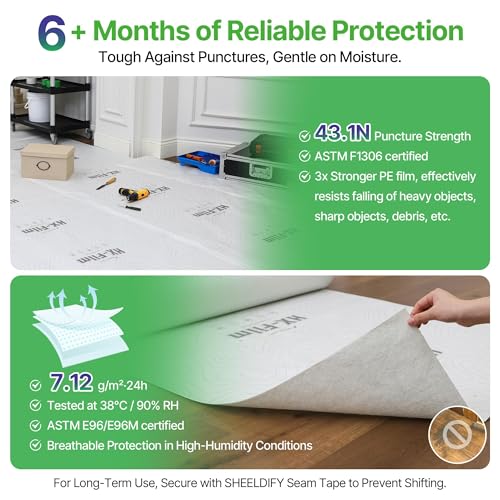 39" x200' Heavy-Duty Floor Protection | Construction Grade Carpet Protector | Drop Cloth Plastic Film for Hardwood Floors | Waterproof Painters Covering with No Residue(Summit White) - color: Summit White, size: 39" x 200'