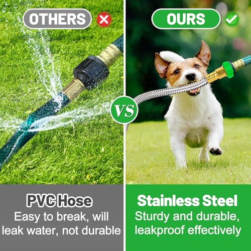 2ft Short Metal Garden Hose with Male to Female Connector - size: 2ft