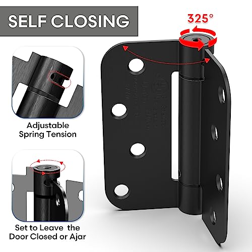 3 Pack 3.5 Inch Self Closing Door Hinges, Gloss Black - size: 3.5" (3 Pack)