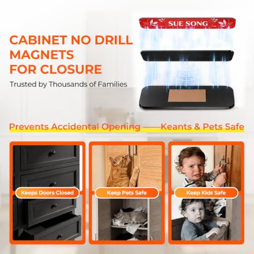 8 Pack Cabinet Magnets for Closure, Black, No Drill Ultra-Thin - color: Black, size: 8 Pack