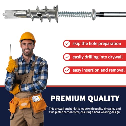 Drywall Anchors and Screws Kit, 100 Pcs Self Drilling Drywall Anchors, 50 Pcs Zinc Sheetrock Anchors and 50 Pcs #8 x 2 Metal Screws, Heavy Duty Hollow Wall Anchors, 75 Lbs Hanging Mounting - size: #8 x 2"