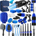 Qydipclin 38PcsB Car Detailing Kit, Car Detailing Brush Set, Car Wash Cleaning Kit, Car Detailing Brushes, Professional Car Care Kit for Interior Exterior Wheels, Blue - size: 38pcs-B