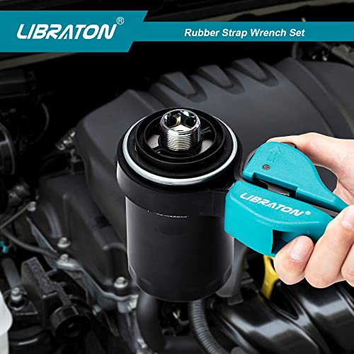 LIBRATON 2PCS Strap Wrench Set, Oil Filter Wrench, Rubber Strap Wrench