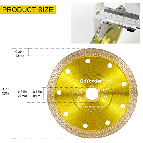 GoYonder Super Thin 4.5" Grinder Blades Tile Blade, Diamond Saw Blade for Cutting Porcelain Tiles Granite, 115mm Tile Cutting Blade for Angle Grinder (4.5"-115mm(Golden)) - size: 4.5" - Golden (1 Count)