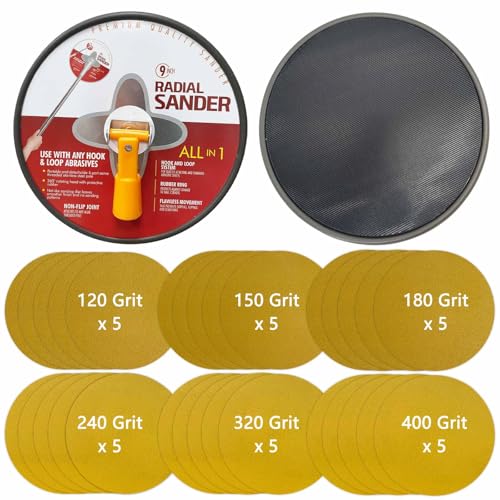 Drywall Sander 9 Inch Radial Round Sander Paper 30pcs - size: 9'' Drywall Sander B Set