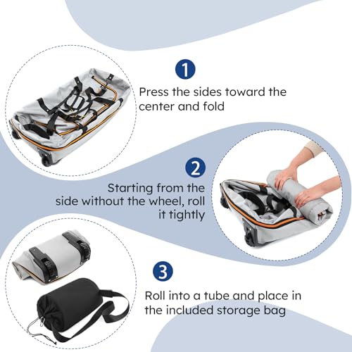 110L Expandable to 140L 32” Foldable Oxford Soft-Sided Rolling Duffle Bag with 2 Heavy-Duty Wheels, 2 Large Compartments, Adjustable Shoulder Strap and Attached Organizer Pouch,Grey - color: Grey