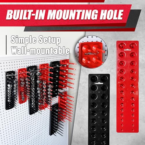 EACELIY Socket Organizer Tray Set,1/2", 1/4" and 3/8" SAE & Metric Deep & Shallow Socket Holder Kit, Deep and Shallow Socket Holders for Toolboxes(sockets not included) 丨8PCS - size: 8PCS Tools Tray