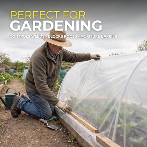 Plastic Sheeting (10' x 25') Long, 6 Mil - UV Protection Poly Sheeting Polyethylene Film, Heavy Duty Greenhouse Plastic Sheeting - color: Clear