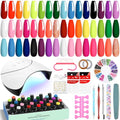 VANREESA 42 Pcs Gel Nail Polish Kit with U V Light 24 Colors Nail Polish Gel Kit Bright Red Orange Yellow Green Blue Purple Pink Complete Nail Kit with Manicure Tools Gifts for Women - color: Bright & Trendy Collection
