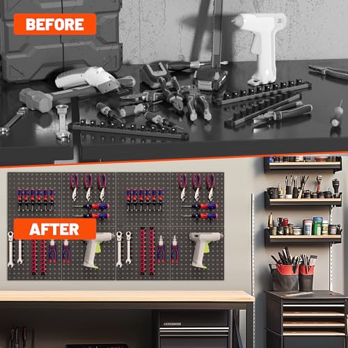 ValueMax 6 Pack Metal Pegboard Panels, 12"x12" Wall Tool Organizer