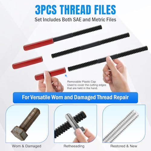 Nilight 56PCS Thread Chaser Set SAE Metric Universal UNC UNF Sizes - size: 56PCS Metric & SAE