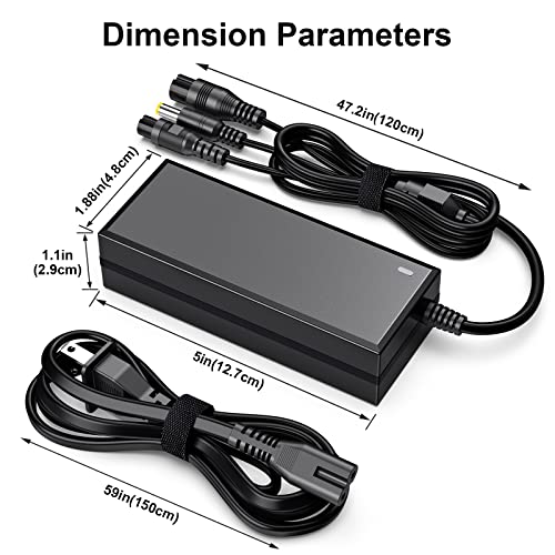 3 in 1 Replacement Charger for 2A 42v/36v 3 Claw (8mm/12mm) Female Port (5.5mm*2.5mm Universal 2.1mm) for, Jetson, Swagtron, Gotrax,Swagway,Razor