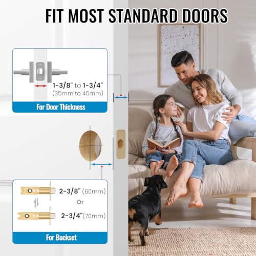 HOSOM Indoor Privacy Door Handle,Keyless Lockset,Satin Nickel Knob,1 Pack - color: Satin Nickel