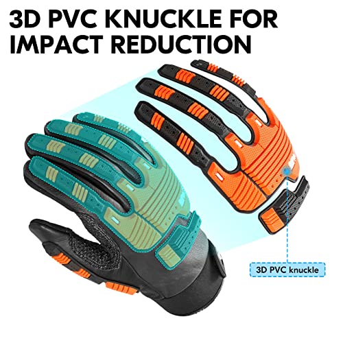 Vgo... Men's Leather Impact Anti-Vibration Mechanic Gloves(CA7722WR) - color: Black, size: XX-Large