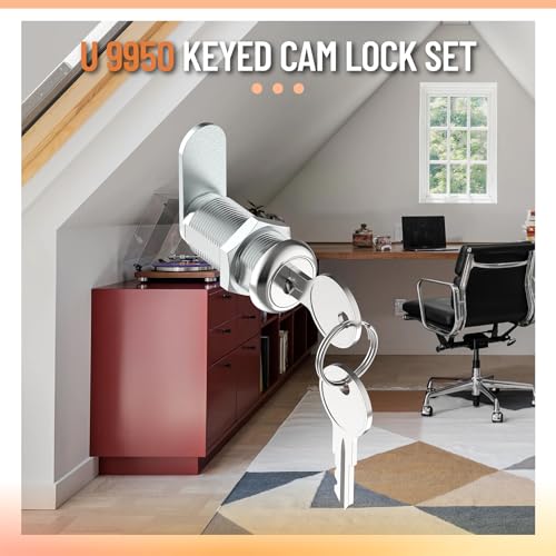 1 3/8" Cam Lock U 9950, for Drawers, Cabinets, File Boxes, 2 Sets - size: 1-3/8" Length